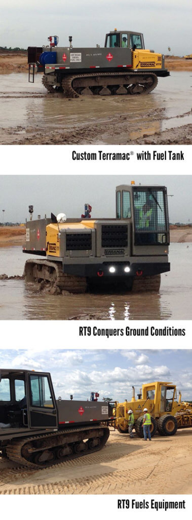 Terramac RT9 crawler carrier with fuel tank working in Nigeria