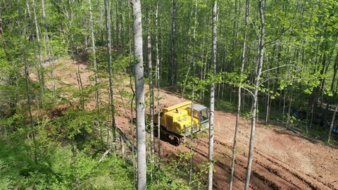 Aerial View of Terramac RT14R on Wooded Right-Of-Way