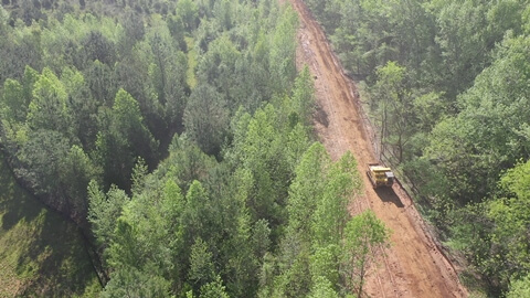 Aerial View of Terramac RT14R on Right-Of-Way