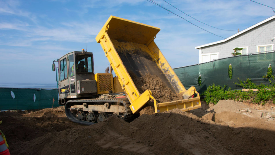 RT6 Dumping Sand on Shoreline Infrastructure Project in California