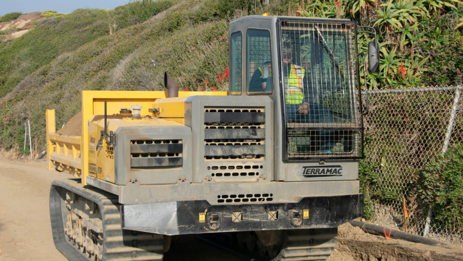 Terramac RT6 Dumper Performing Shoreline Restoration