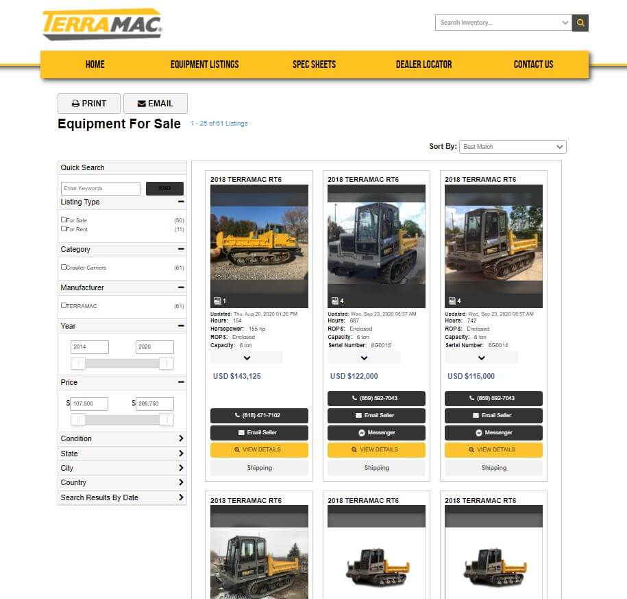 Used Terramac Website Graphic