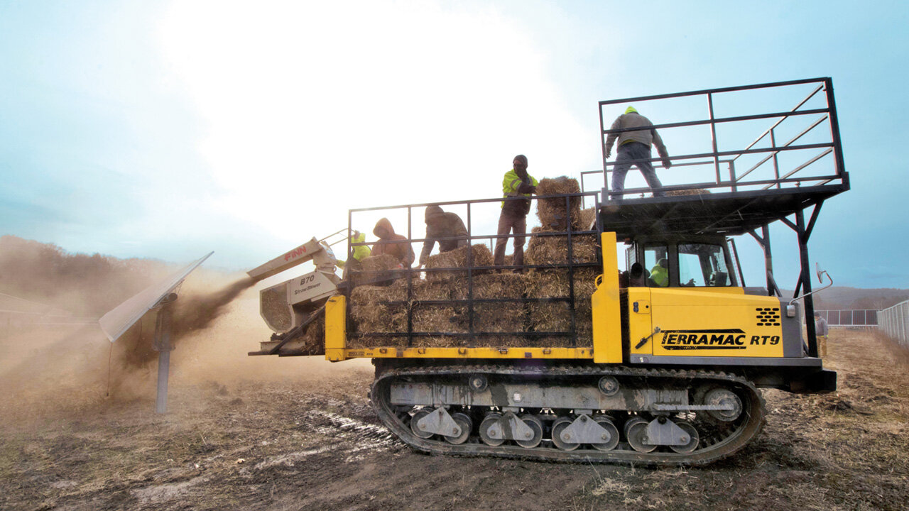 Terramac with Straw Blower Shooting Straw