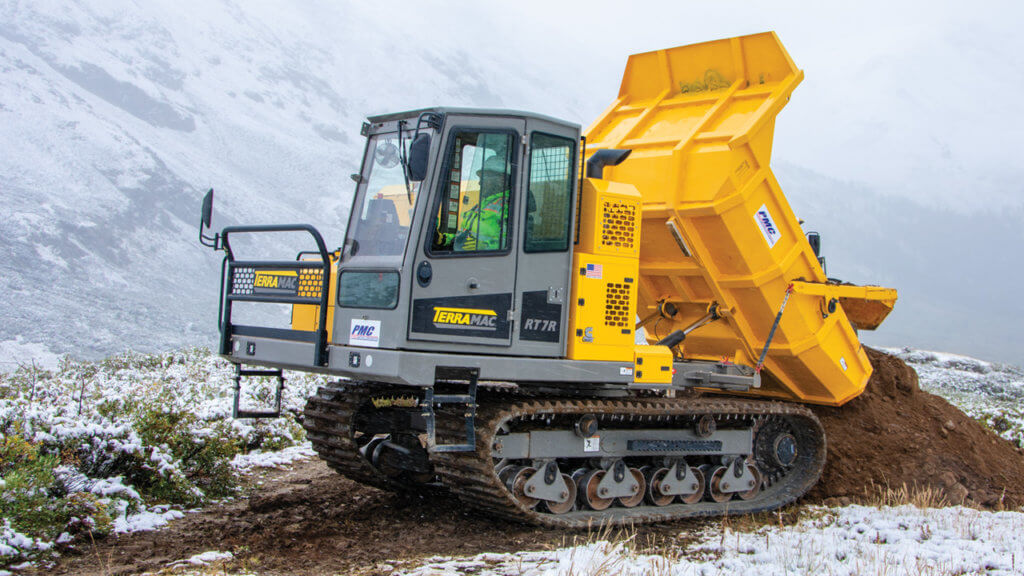 RT7R Operating On Snow Covered Rocky Mountains