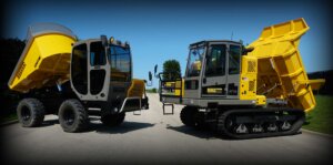 Terramac RT7R tracked carrier and 120TW wheeled dumper side-by-side